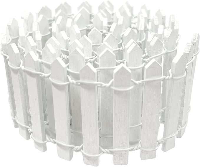 35 Inches Mini Fairy Garden Fence DIY Small Wood Decorative Picket Fence Micro Landscape Miniature Ornaments for Dollhouse, Crafts, Diorama Project, Plant Pot, White