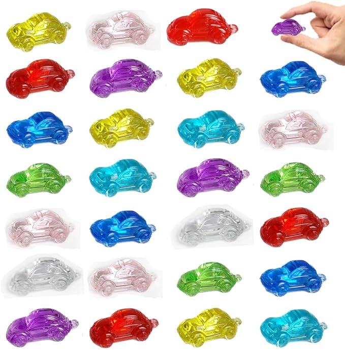 HappyFiller 110 Pcs Mini Acrylic Miniature Car Figures,Tiny Resin Cars Sensory Bin Filler,Kids Party Favors Bulk,Car Theme Cake Decoration,Diving Pool Treasure Box Prizes,Creative Decor,Mixed Color