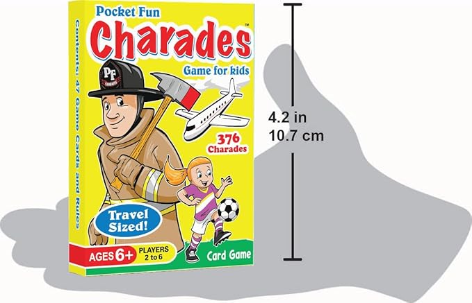 Pocket Fun Charades for Kids Ages 6+ – 376 Fun Acting Prompts – No Reading Required | Compact, Take-Anywhere Activity for Travel, Camping, Party, Game Night, or Birthday Gift for Boy or Girl
