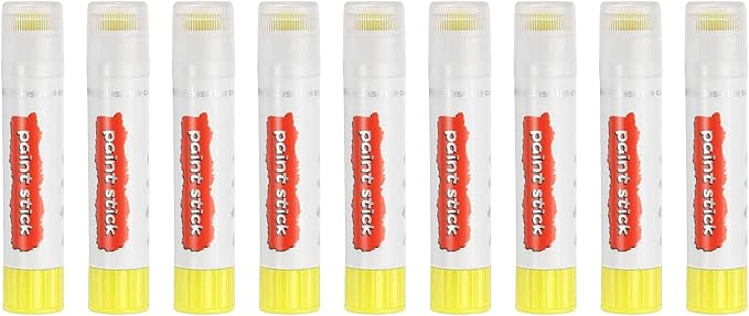 PATIKIL Tempera Paint Sticks, 9 Pcs Solid Tempera Paints Sticks Washable Bulk Markers Pen Quick Drying for Artists Beginners Art Supplies, Lemon Yellow