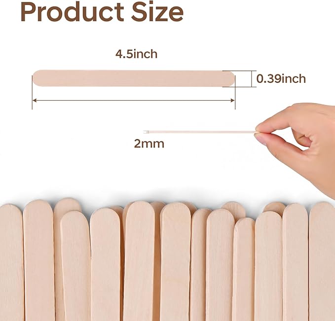 200 Piece Multicolor Popsicle Sticks - 4.5 Inch Natural Wood Craft Sticks for Waxing,Craft Project, Tongue Depressor,DIY Classroom Crafts,Woodcraft (Wood, Rainbow)