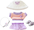 17cm Doll Clothes Set (No Doll), 5 Pieces Skirt Outfit Set for 6.7inch Dolls Dress Suit, Fashion Kawaii Dress Up Hat Overskirt Shoes Accessories for 1st/2nd/3rd Gen Dolls Play & Display Purple