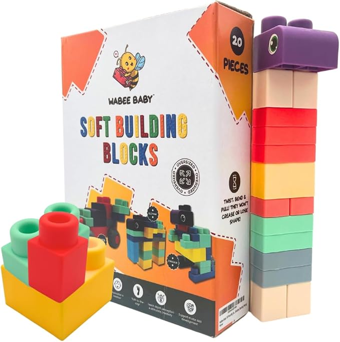 Large Soft Baby Toy Blocks for 6m and Toddlers, Giant 20-Pieces for Building Stacking Playing with Booklet, Gift, for 1 Year Old, 6-12 Months, 1-3 Years