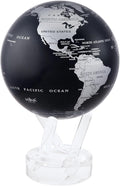 MOVA Globe – Metallic Black and Silver 4.5” | Solar-Powered Rotating Desk Globe with Minimalist Map Design | No Batteries or Cords | Modern Decor Gift