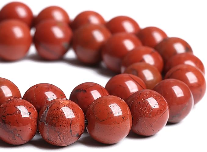 8MM 45PCS Natural Stone Chinese Red Jaspers Spacer Beads for Jewelry Making DIY Bracelet