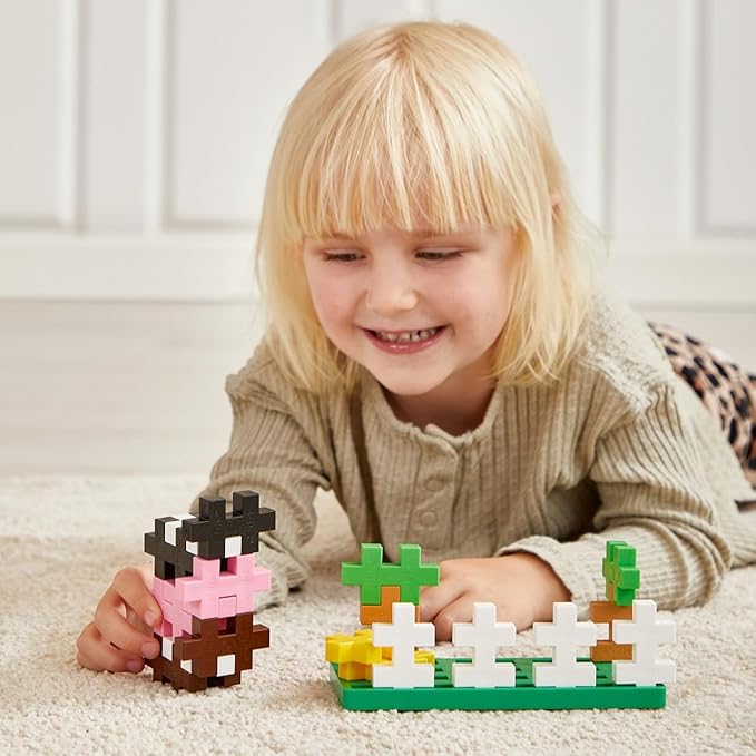 PLUS PLUS - Big Activity Set - Construction Building STEM Toy, Interlocking Large Puzzle Blocks for Toddlers and Preschool - Farm, 40 Pieces
