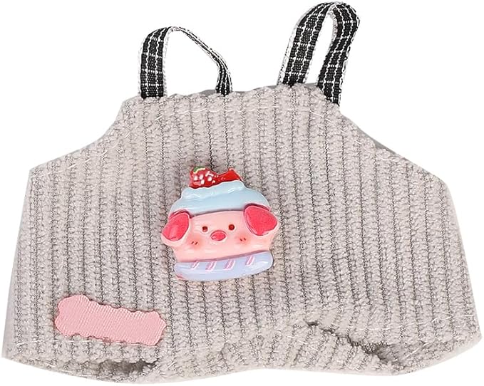 Doll Clothes for Labubu(NO Doll), for 17/15cm Plush Dolls, Clothing Suit Toy Figurine Outfit Set Dress Up with Kawaii Style Accessories, Multicolour Overall and Cute Hat or Headwear (LB227)