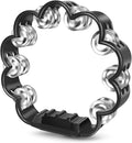Flexzion Flower Tambourine - 8 Inch Handheld Percussion Instrument w/Metal Jingles & Ergonomic Grip - Small Tambourines for Adults, Kids, Church, Parties, & Musical Events (Black)