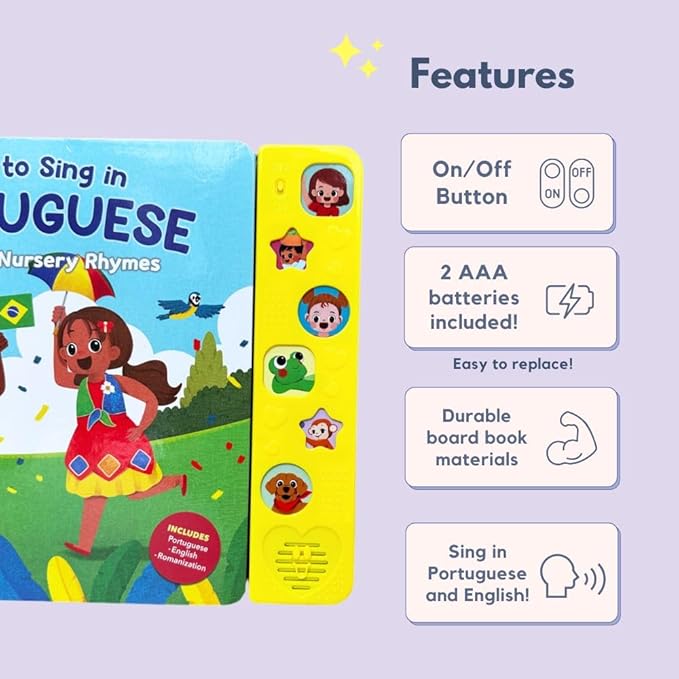 I Love To Sing In Portuguese: Brazilian Nursery Rhymes for Toddlers 1-3, Interactive Songbook, Portuguese Baby Books