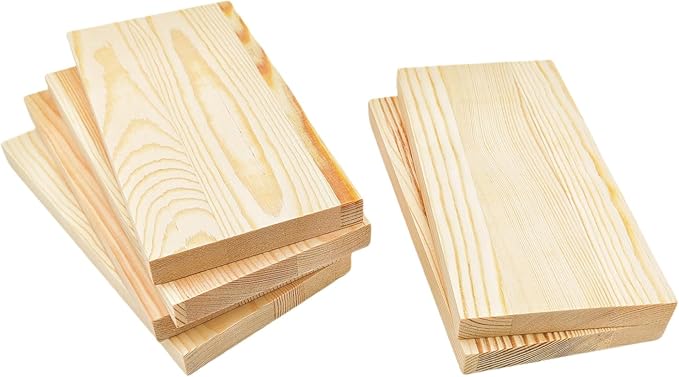 6PCS Rectangle Wood Boards Unfinished Wood Blocks for Crafting, 8x4x0.6in Blank Whittling Wooden Blocks for Wood Carving,Painting & Burning