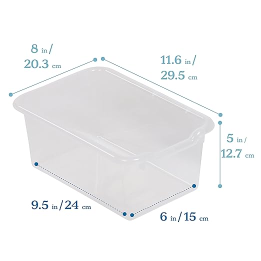ECR4Kids 12 Cubby Tray Cabinet with Scoop Front Storage Bins , Classroom Furniture, Clear, 12-Piece