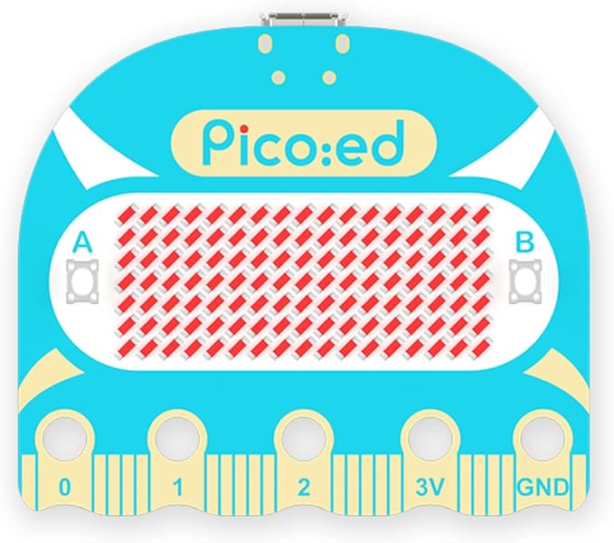 ELECFREAKS Pico:ed Development Board Based on Raspberry Pi RP2040 MCU, Picoed Python Microcontroller with 7 * 17 Dot-Matrix Screen Dual-core ARM Cortex M0+ Processor for Education Classroom Teaching