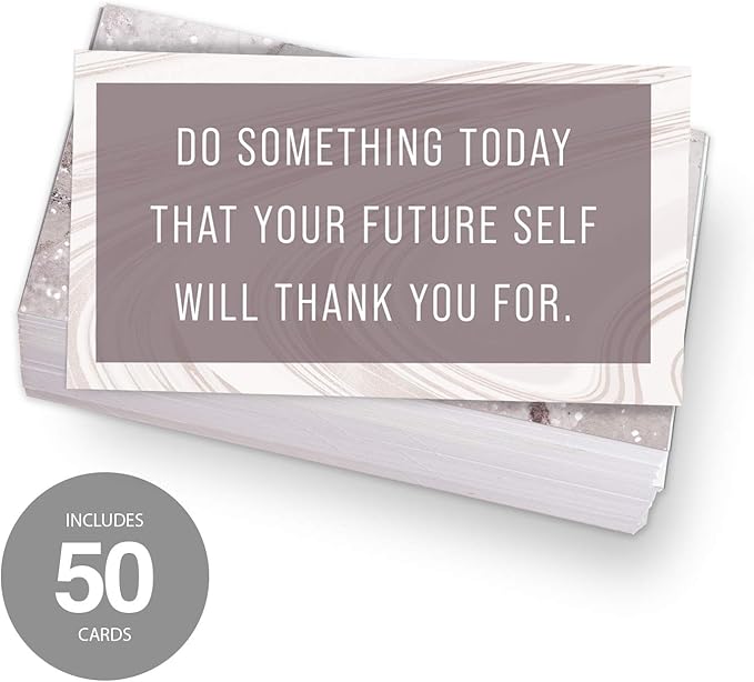 Marble Quartz Daily Gratitude Cards / 50 Motivational Kindness Cards / 25 Inspirational Quote Card Designs / 2” x 3.5” Uplifting Flat Business Card Pack