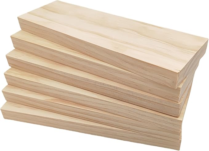 6PCS Rectangle Wood Boards Unfinished Wood Blocks for Crafting, 10x3x0.8in Blank Whittling Wooden Blocks for Wood Carving,Painting & Burning