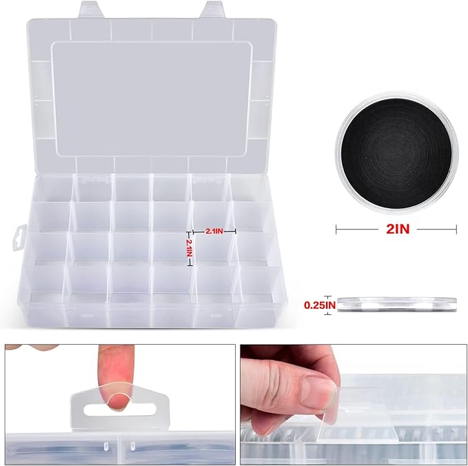 Coin Capsules 46mm with Foam Gasket and Plastic Storage Organizer Box, 6 Sizes (20/25/27/30/38/46 mm) Coins Collector Case Holder for Collection Supplies-168 Pieces (Black)