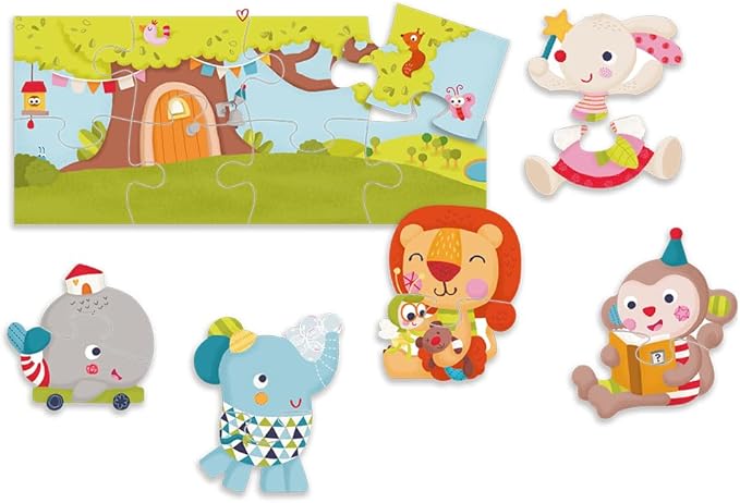 Bababoo & Friends Play with Friends Puzzle Pairs, 18 Matching Pieces for Toddlers 18+ Months, 17" x 8" Board, Develops Problem Solving, Motor Skills & Social Learning, Educational Toy for Early Play