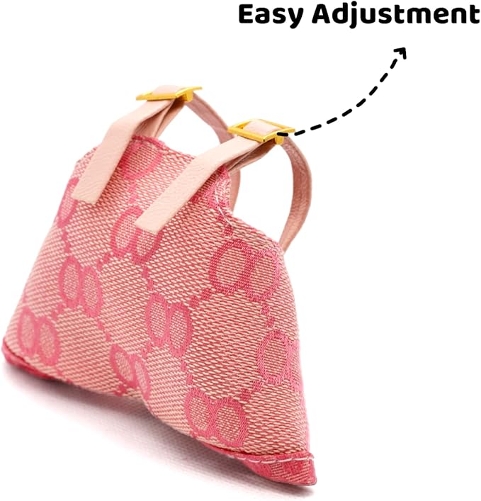 Clothes Compatible with Labubu 17cm, Premium Handmade Dolls Accessories with Chic Grid Hat & Rompers & Bag 3 Piece Set, High-End Fashion Outfit for Play & Display, No Doll - Pink