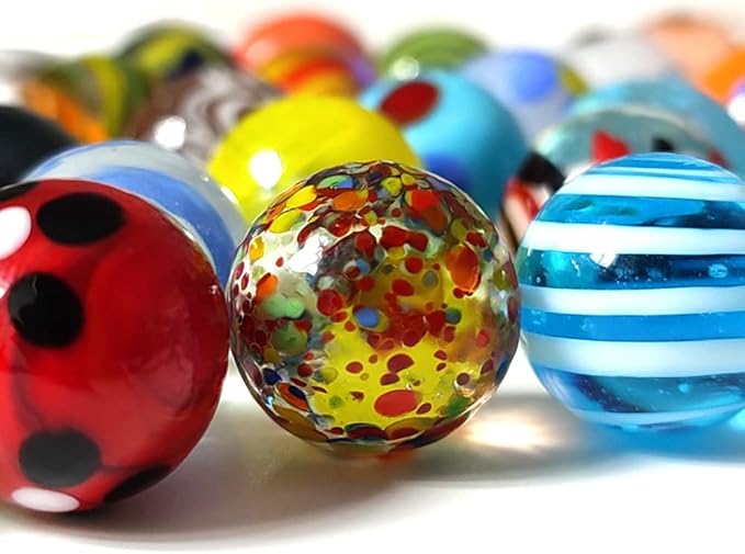 42pcs Marbles for Kids Enthusiasts 0.63 inch Small Handmade Glass Decoration Bulk Set for Marble Games Toy Cool Colored Unique Marbles