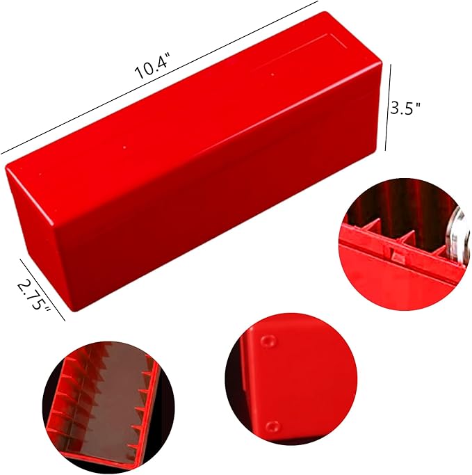 MUDOR 4 Pack Coin Slab Storage Box, Plastic Case Compatible with 20 Slab PCCB PCGS Coin Holders, Olny Box (RED, 4)