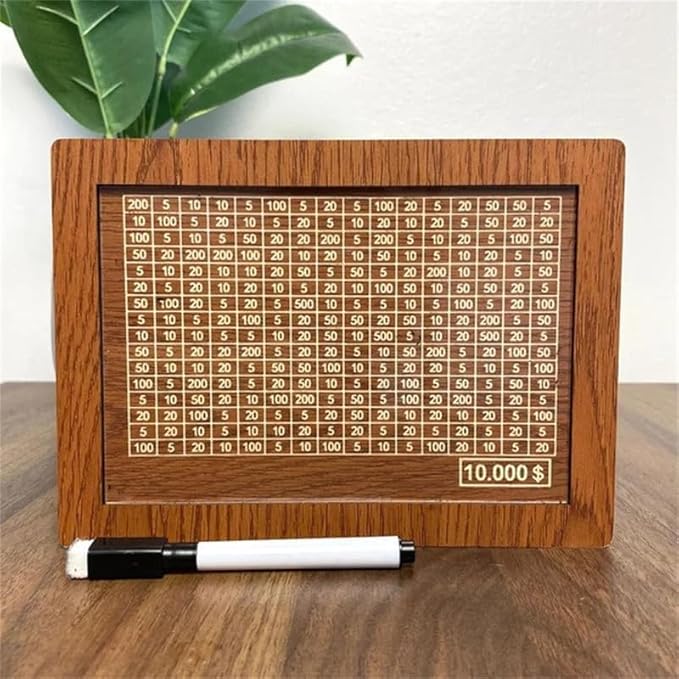 Wooden Coin Bank Money Saving Box, Cash Vault Wooden Savings Box, Wooden Digital Piggy Bank with Counting Target, Money Vault Savings for Boys and Girls (10000 Savings Challenge Box)