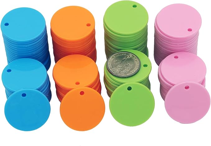 35MM with Holes, 120 Pieces per Box of Plastic Poker Chips - Perfect for Bar Activities, Teaching Games, and Customizable Accessories with Text.