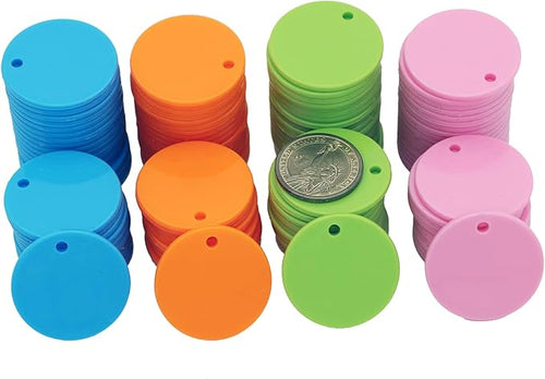 35MM with Holes, 120 Pieces per Box of Plastic Poker Chips - Perfect for Bar Activities, Teaching Games, and Customizable Accessories with Text.