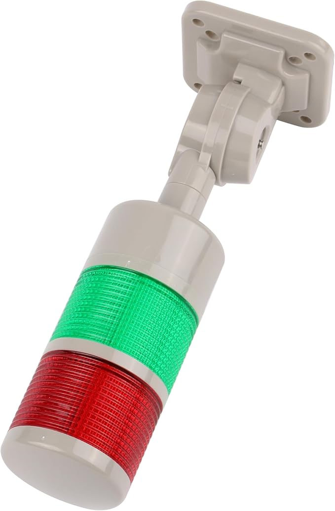 Signal Tower Stack Lights - Industrial Signal Warning Lights with Rotatable Base, Steady/Flashing Switch, 12V/24V DC (2-Layer, No Buzzer)