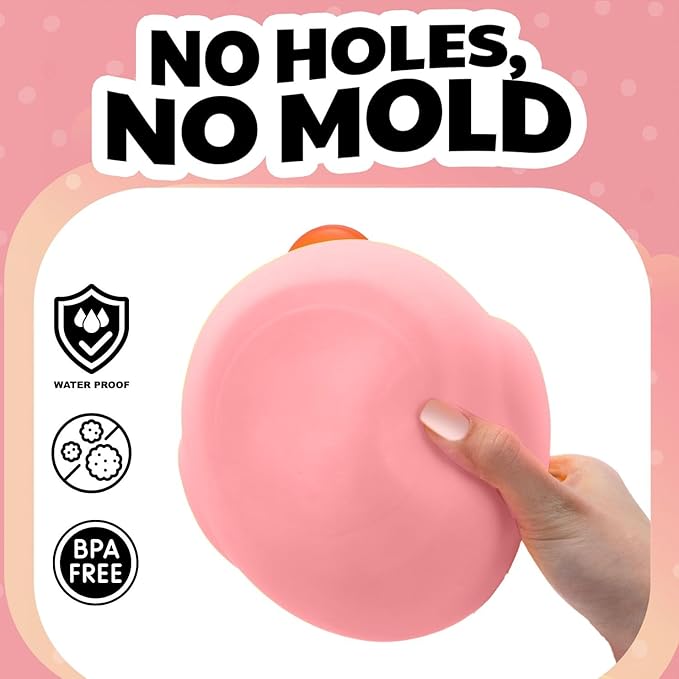XL Jumbo Large Rubber Duck Bath Toy - No Hole Giant Duck, Waterproof Big Duckie Baby Shower Water Toy Without Hole for Kids Home, Decor, Party Gift 8-Inches (Pink)