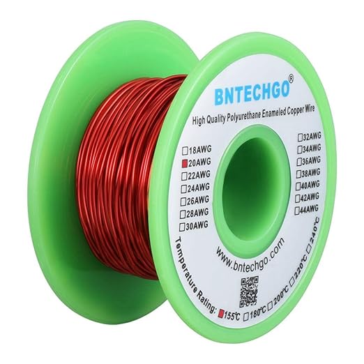 BNTECHGO 20 AWG Magnet Wire - Enameled Copper Wire - Enameled Magnet Winding Wire - 4 oz - 0.0315" Diameter 1 Spool Coil Red Temperature Rating 155℃ Widely Used for Transformers Inductors