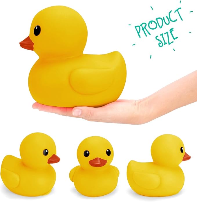XL Jumbo Large Rubber Duck Bath Toy - No Hole Giant Duck, Waterproof Big Duckie Baby Shower Water Toy Without Hole for Kids Home, Decor, Party Gift 8-Inches (Yellow)