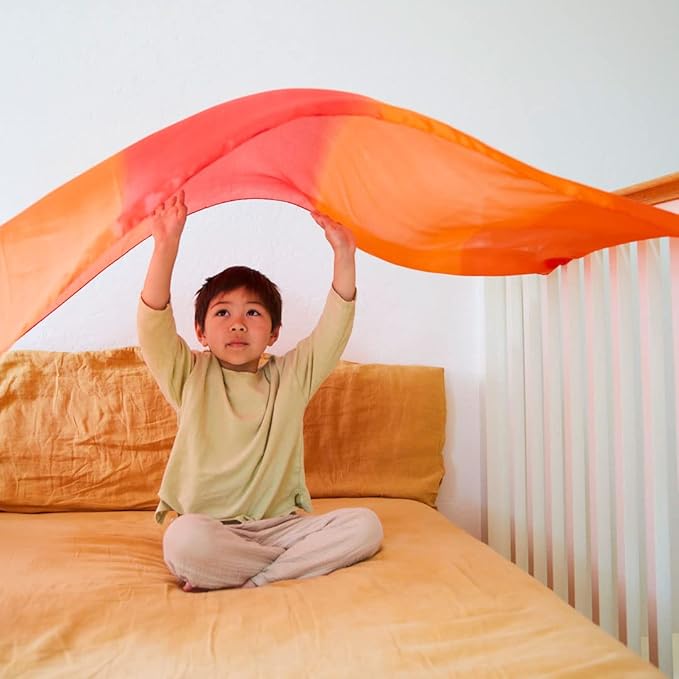 Sarah's Silks Giant Playsilk | 100% Silk Toy for Toddlers | Bright Colored Large Scarves for Fort Building and Pretend Play - Fire