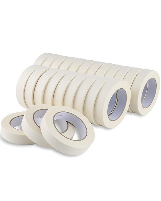 Lichamp Masking Tape 1 inch, 24 Pack General Purpose Beige White Masking Tape, 1 inch x 55 Yards x 24 Rolls (1320 Total Yards)