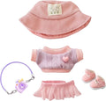 17cm Doll Clothes Set (No Doll), 5 Pieces Skirt Outfit Set for 6.7inch Dolls Dress Suit, Fashion Kawaii Dress Up Hat Overskirt Shoes Accessories for 1st/2nd/3rd Gen Dolls Play & Display Pink