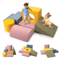6-Piece Foam Climbing Blocks, Kids Climb and Crawl Soft Play Set, Machine Washable Cover, Baby Indoor Activity Play Structure, Climbing Toys for Toddlers 1-3 (Multi-Color, no Ball Pit)