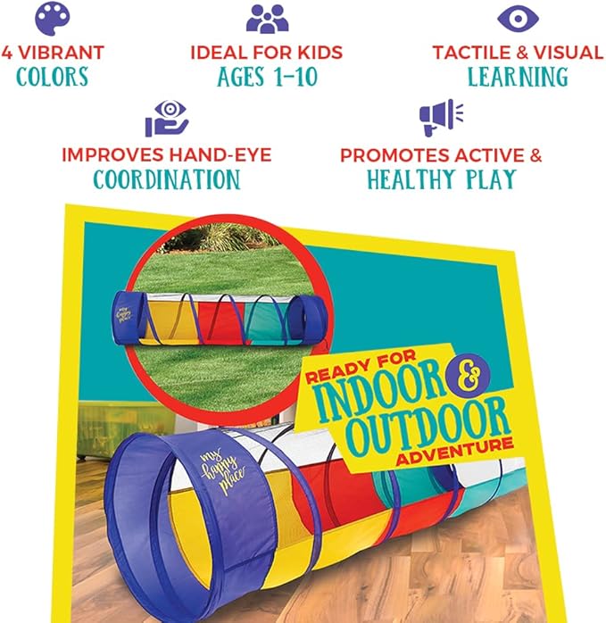 Kiddey Play Tunnel Pop Up Tunnel Toys for Toddlers, Kids Multicolored Tunnel for Indoor/Outdoor Fun, Crawl & Play, Obstacle Course for Kids Gifts for Toddlers - Balls Not Included (2 Pk)