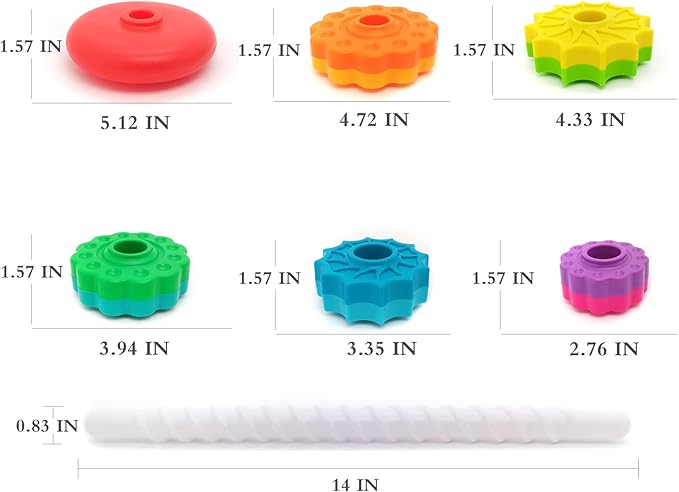 LBAIBB (1 PCS Spinning Stacking Toy,Spin Toy for Toddlers 1-3,Sensory Toys for Toddlers 1-3,Rainbow Spin Tower,Autism Spin Stack Toys,Suitable for Gifts for Boys and Girl