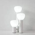 Modern 3-Light Table Lamp, White Metal Base, White Mushroom Shaped Glass Globes, 3 Color Temperatures, 16.5 inches Height,Portable Desk Lamp for Bedroom Living Room