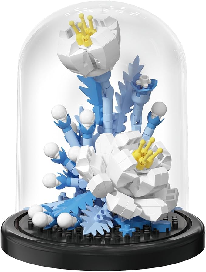 Ice Queen Home Bouquets Dust Cover Set Building Toy Creative Assembly Bonsai Tree, Ideal for Valentine's Anniversaries Birthday