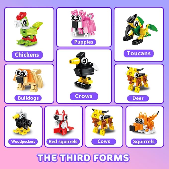 HOGOKIDS 60 Kinds Party Favors for Kids, 20 Pack 3-in-1 Animals Building Block Toy Sets for Goodie Bags Stocking Stuffer Classroom Prizes Birthday Christmas Easter Gifts for Boys Girls Ages 6-12+
