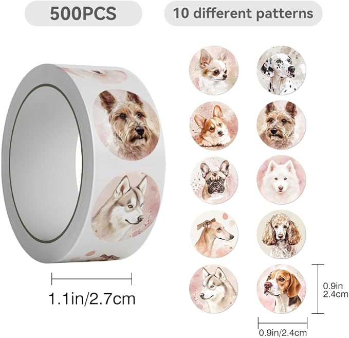 500 Pcs Cute Dog Stickers Puppy Decals Waterproof Decals for Laptop, Water Bottle,Phone, Luggage, Teens Boys Girls Birthday Party Supplies Decoration