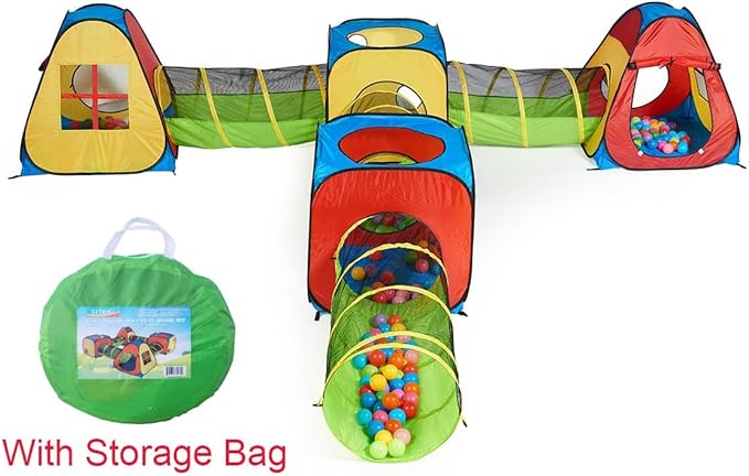 UTEX 8 in 1 Pop Up Children Play Tent House with 4 Tunnel, 4 Tents for Boys, Girls, Babies and Toddlers for Indoor and Outdoor Use