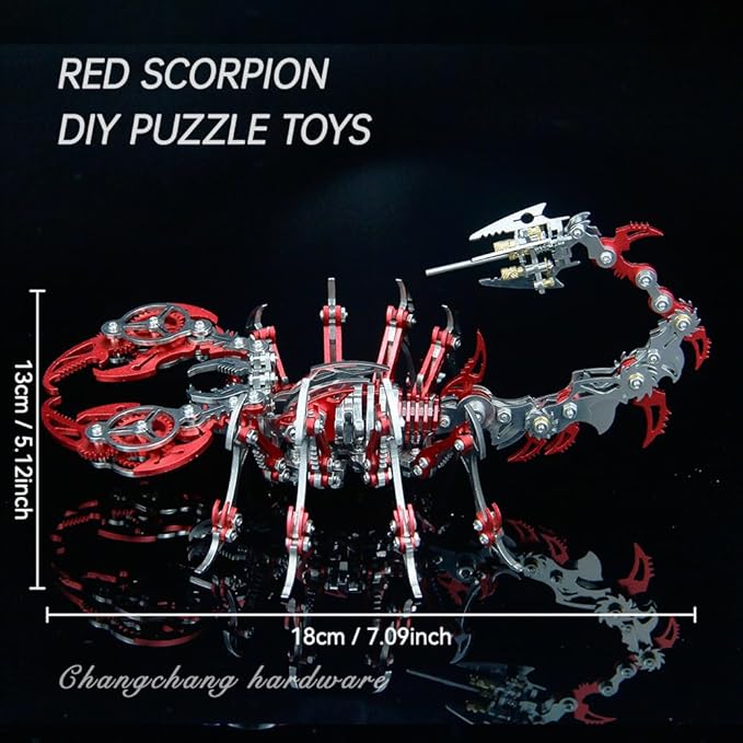 Scorpion 3D Metal Model Kits to Build DIY Colorful 3D Puzzle Ornaments for Adults,Teens Birthday Christmas (red Metal)