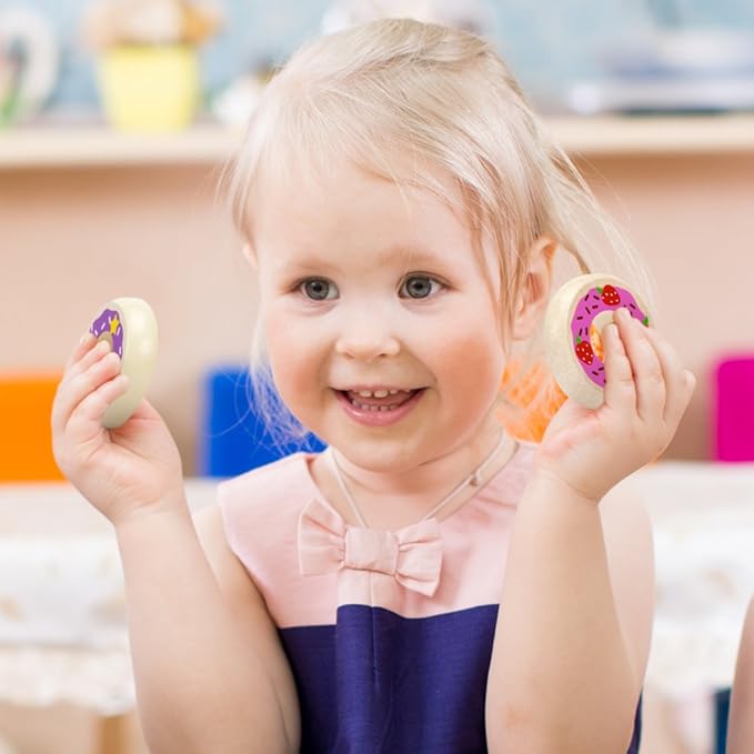 Baker's Dozen Wooden Donuts, 13 Assorted Colorful Wood Eats! Pastries by Imagination Generation