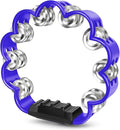 Flexzion Flower Tambourine - 8 Inch Handheld Percussion Instrument w/Metal Jingles & Ergonomic Grip - Small Tambourines for Adults, Kids, Church, Parties, & Musical Events (Blue)