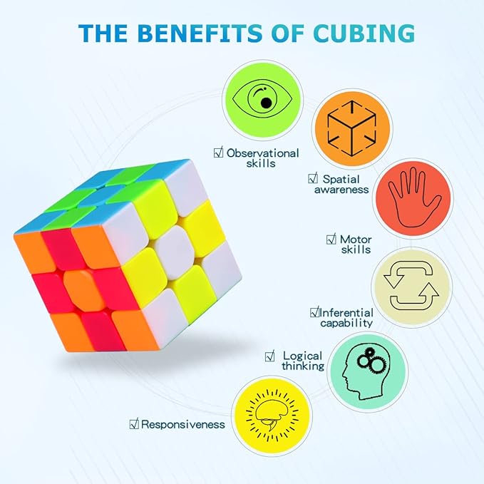 Full Size 3x3x3 Speed Cube Set, 2.2in Puzzle Party Favors Toy Stickerless Magic Cube Set, School Classroom Prize for Students, Birthday Party Stocking Stuffers Gifts for Kids Teens Adults(6 Pack)