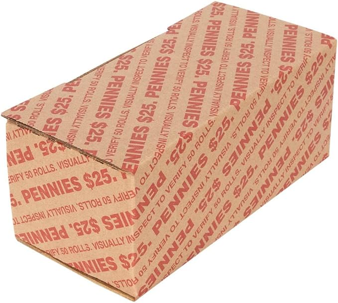 Rolled Penny Transport Box - $25 Capacity - Box of 50