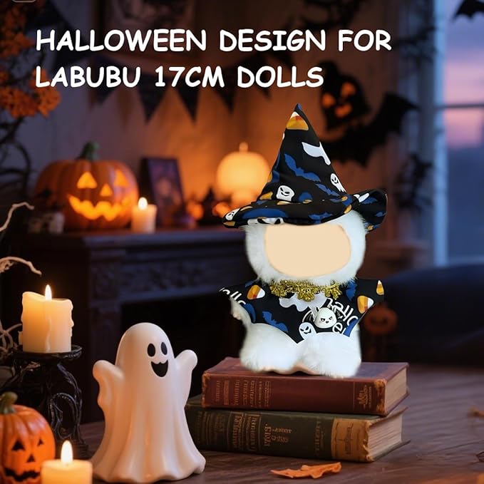 17cm Doll Clothes Set, Premium Jeans & Knitted Sweater Outfit for 17cm 15cm Dolls, Cute Dress Up Fashion, No Doll Included (Halloween Witch, 17cm/15cm)