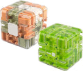 2pcs Large Labyrinth 3D Puzzle Maze Cube,Engaging Brain Teaser Toy,3D Magic Cube Maze Ball Puzzle for Stress Relief & Logic Development (Light Green + Green)