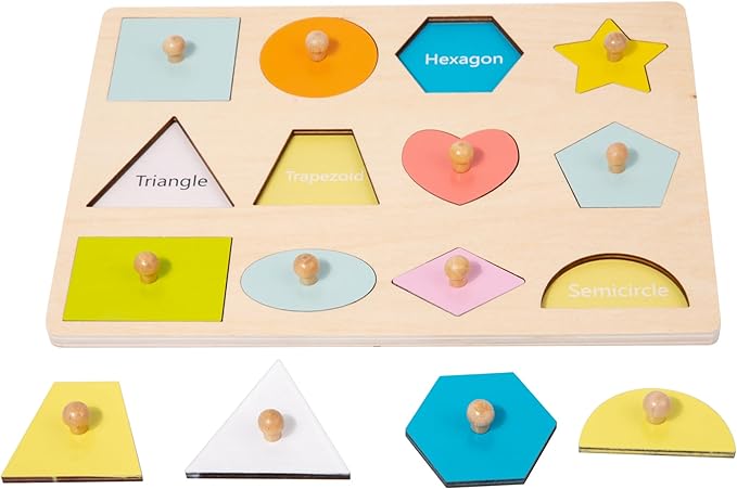 Adena Montessori Wooden Cognition Knob Puzzles Baby & Toddler Development Toy