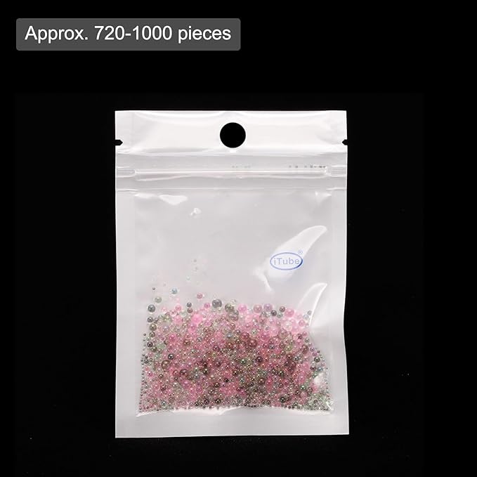 Iridescent Glass Tiny Bubble Beads, 0.4-3mm 10g No Hole Micro Mini Round Gray Pink Water Droplets Beads - Applications: for Resin Filler, Nail Art, Dollhouse Bath Tub